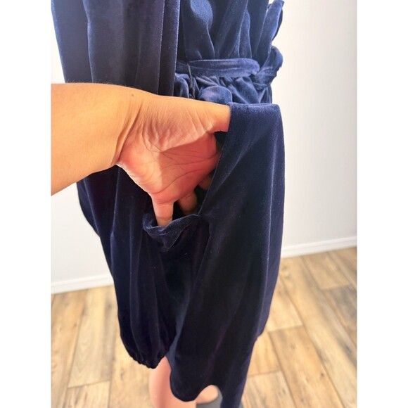NEW Draper James Blue  Velvet Wrap Dress Size 2XL Long Sleeve W/Pockets - Picture 4 of 16